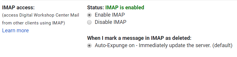 Enable IMAP