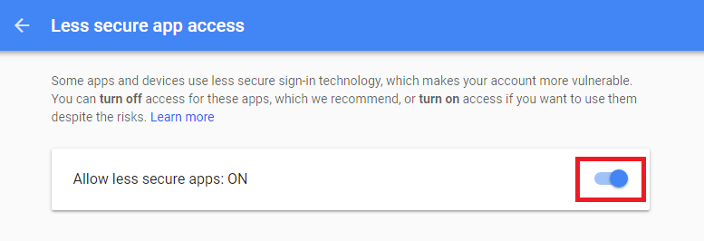 Gmail Less Secure Apps