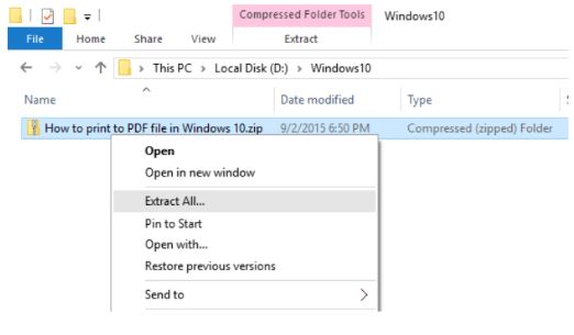 Unzip a file PC