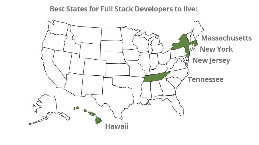 Blank outline detail United States of America Map. vector illustration Full Stack Developers Careers Map
